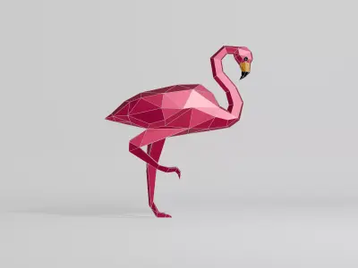 Polygonal Flamingo Low-poly 3D model