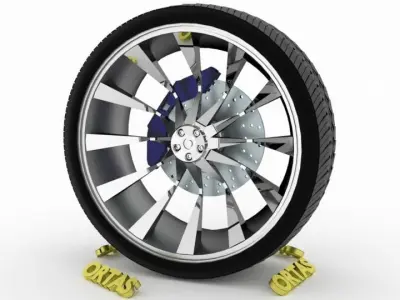 ORTAS CAR WHEEL RIM 74 GAME READY WHEEL RIM TIRE 3D model