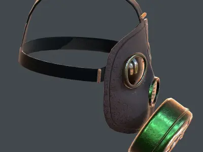 Gas mask helmet 3d model scifi Low-poly  Low-poly 3D model 9