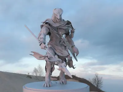 Lizard man with spear 3D model