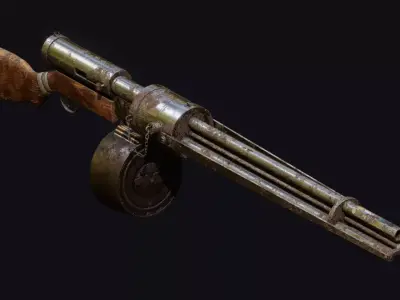 Rotary Cannon Machine Gun Free low-poly 3D model