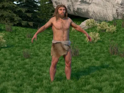 Ancient Neanderthal Fur Rigged 3D model