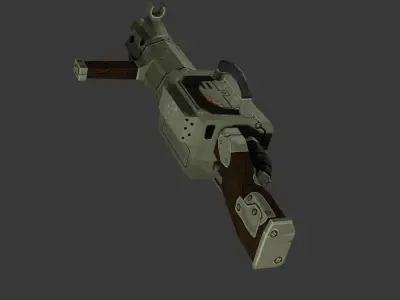 BarbarianMachineGun grenade launcher Low-poly 3D model