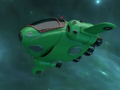 low poly space ship model Low-poly 3D model