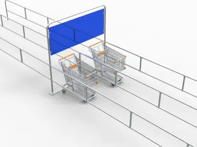 Shopping Trolley - Shopping Cart Rack Low-poly 3D model