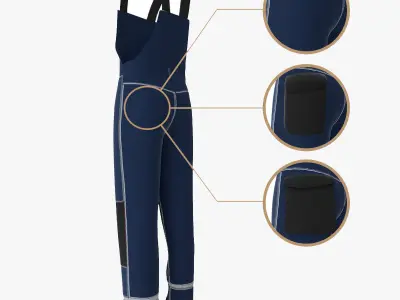 3D Mens Work Wear Mechanics Overalls Low-poly 3D model