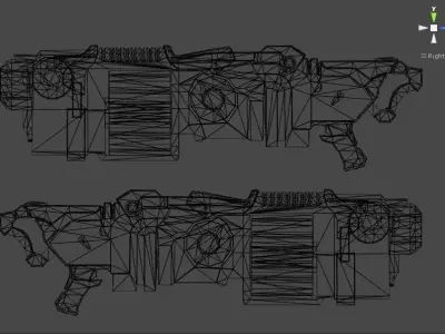 sci fi rocket launcher gun 3d low poly model Low-poly 3D model