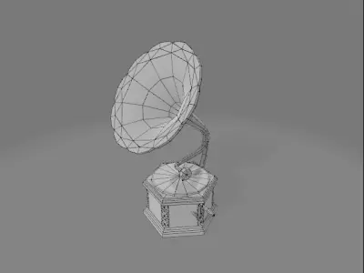 Hexagonal Gramophone Low-poly 3D model