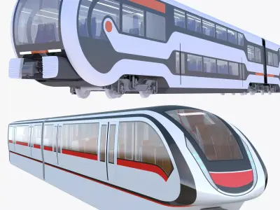 Monorail and doubledeck trains 3D Model Pack