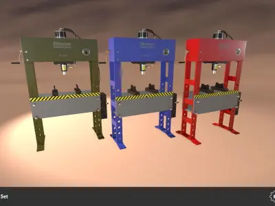 Hydraulic Press Set Low-poly 3D model