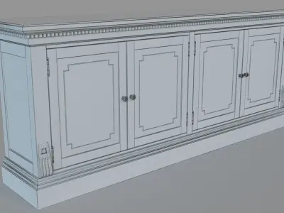 St James Panel Sideboard Antique Grey Oak 3D model