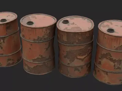 Abandoned Barrels Low-poly 3D model