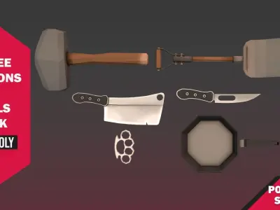 Melee Weapons and Tools Pack Low-poly 3D model