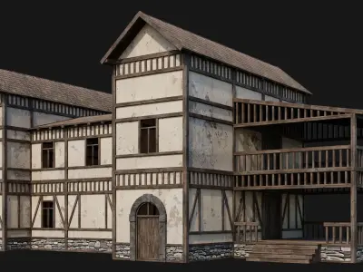 237-238-239-240 Old Medieval Houses Pack 4K Textures Low-poly 3D model