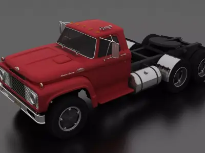 T-Series T-850 Semi Truck 1964 Tandem Axle Low-poly 3D model