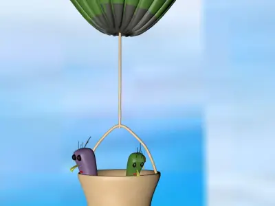 AIRSHIP hot air balloon with basket 3D model
