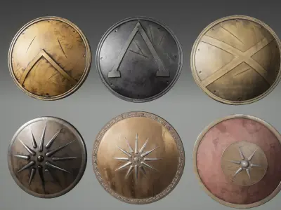 Historic Greek Shields Low-poly 3D model
