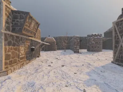 Walled Winter Village 3D model