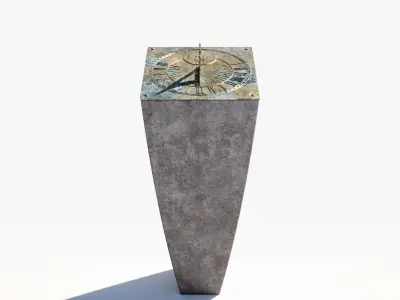 Brass Sundial And Concrete Plinth 3D model