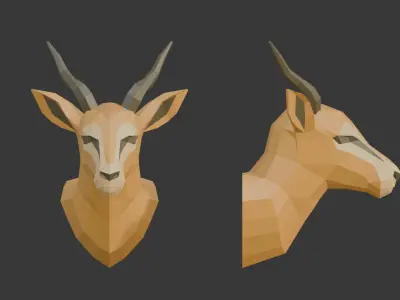 ENTELOPE HEAD LOWPOLY ORIGAMI DECORATION Low-poly 3D model