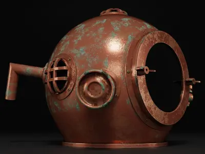 Antique Scuba Divers Helmet 3D model