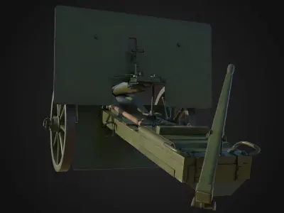 37mm Rosenberg gun Low-poly 3D model