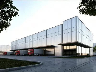 modern factory building 3D model