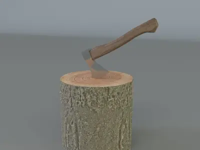 Decorative Ax Log Low-poly 3D model