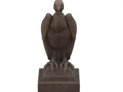 Vulture wood statue Low-poly 3D model