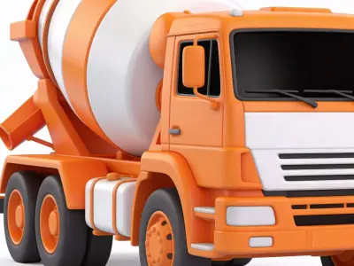 Stylized Cement Mixer Truck 3D Model Low-poly 3D model
