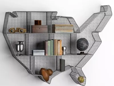 SHELF USA MAP ZINC Low-poly 3D model