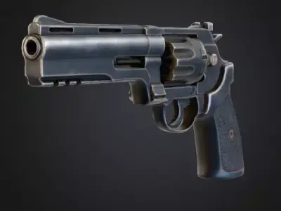 Revolver Rustique Vintage Handcrafted Revolver Low-poly 3D model