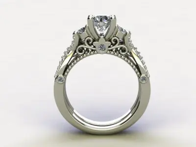 10005 person engagement ring gold 3D print model