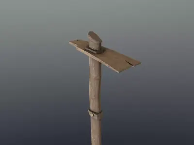 Hoe - Wood Low-poly 3D model