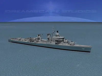 Sumner Class Destroyer  DD722 USS Barton 3D model