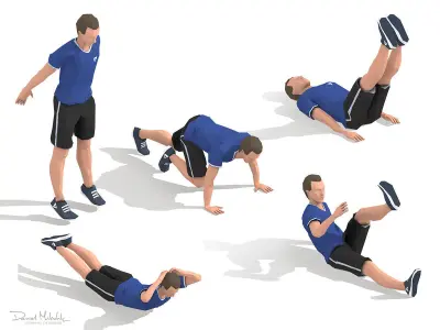 Exercise Animations Bundle Humanoid Low-poly 3D model