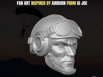 Airborne fan art head for action figures 3D print model