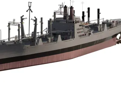 DETAILED US NAVY MILITARY CARGO SHIP 3D model