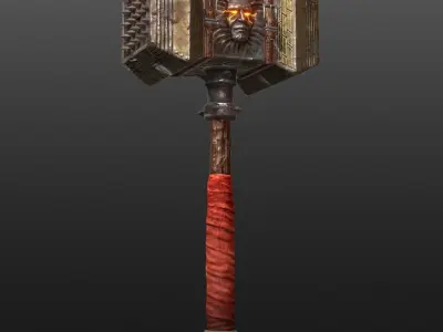 Battle Hammer - Low Poly Game Ready Low-poly 3D model
