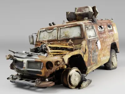 Tigr or Tiger infantry mobility vehicle destroyed in Ukraine 3D model