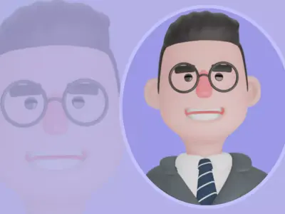Stylized 3D Male Teacher - Cartoon Man with Percent Symbol 3D model