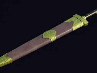 Fantasy Sword 3 PBR Unity UE Arnold V-Ray Textures Included  Low-poly 3D model