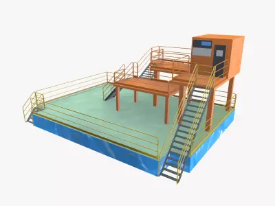 Industrial Control Room Low-poly 3D model