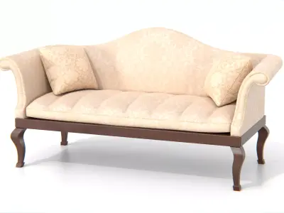 Vintage Camelback Settee Sofa Low-poly 3D model
