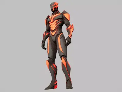 Futuristic Battle Exosuit Low-poly 3D model