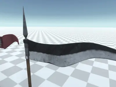 Medieval Pole Flag Set 3D model