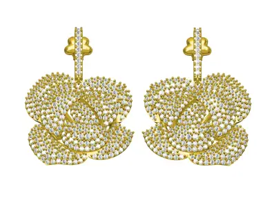 Antique Fully Iced Diamond Flower Earring 3D print model
