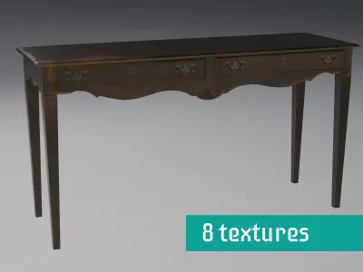 Victorian Hallway Console Wooden Table 8 textures Low-poly 3D model