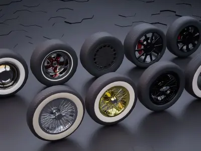 Car wheel pack 3D model