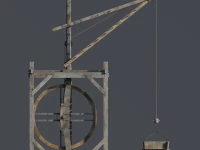 Medieval treadwheel crane Low-poly 3D model buy